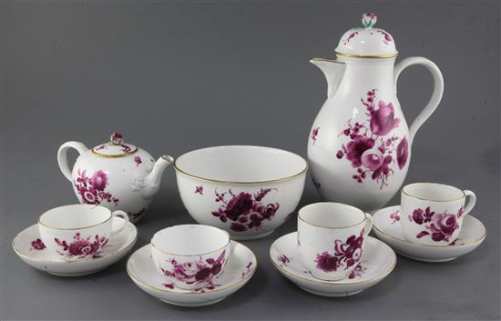 N.B. THERE ARE 34 PIECES - A Meissen outside decorated tea and coffee set, dot period c.1760,